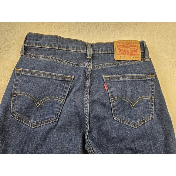 Levi's 511 Jeans Men's 29x30 Slim Straight Leg Blue Denim Distressed Medium Wash - Picture 15 of 16